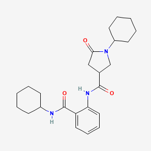 1-cyclohexyl-N-[2-(cyclohexylcarbamoyl)phenyl]-5-oxopyrrolidine-3-carboxamide