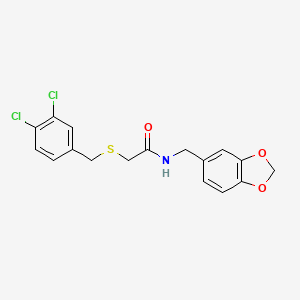 N-(1,3-benzodioxol-5-ylmethyl)-2-[(3,4-dichlorobenzyl)sulfanyl]acetamide