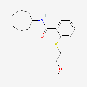 N-cycloheptyl-2-[(2-methoxyethyl)sulfanyl]benzamide