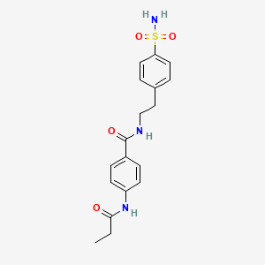 molecular formula C18H21N3O4S B11169259 4-(propanoylamino)-N-[2-(4-sulfamoylphenyl)ethyl]benzamide 