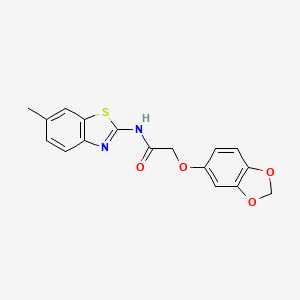 molecular formula C17H14N2O4S B11169303 2-(1,3-benzodioxol-5-yloxy)-N-(6-methyl-1,3-benzothiazol-2-yl)acetamide 