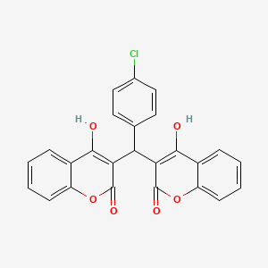 molecular formula C25H15ClO6 B11169321 3-[(4-chlorophenyl)-(4-hydroxy-2-oxochromen-3-yl)methyl]-4-hydroxychromen-2-one CAS No. 4322-59-2