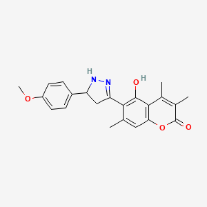 5-hydroxy-6-[5-(4-methoxyphenyl)-4,5-dihydro-1H-pyrazol-3-yl]-3,4,7-trimethyl-2H-chromen-2-one