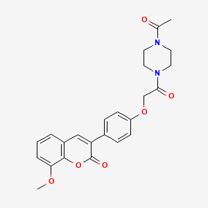 molecular formula C24H24N2O6 B11169391 3-{4-[2-(4-acetylpiperazin-1-yl)-2-oxoethoxy]phenyl}-8-methoxy-2H-chromen-2-one 