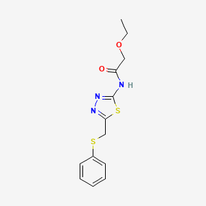 molecular formula C13H15N3O2S2 B11169424 2-ethoxy-N-{5-[(phenylsulfanyl)methyl]-1,3,4-thiadiazol-2-yl}acetamide 