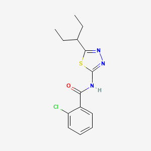 molecular formula C14H16ClN3OS B11169433 2-chloro-N-[5-(pentan-3-yl)-1,3,4-thiadiazol-2-yl]benzamide 