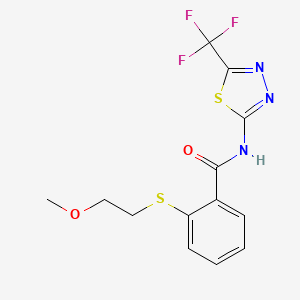 2-[(2-methoxyethyl)sulfanyl]-N-[5-(trifluoromethyl)-1,3,4-thiadiazol-2-yl]benzamide