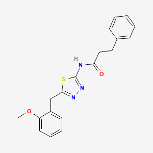 molecular formula C19H19N3O2S B11169484 N-[5-(2-methoxybenzyl)-1,3,4-thiadiazol-2-yl]-3-phenylpropanamide 