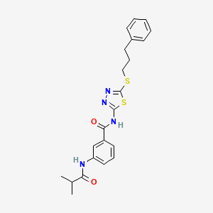 3-[(2-methylpropanoyl)amino]-N-{5-[(3-phenylpropyl)sulfanyl]-1,3,4-thiadiazol-2-yl}benzamide