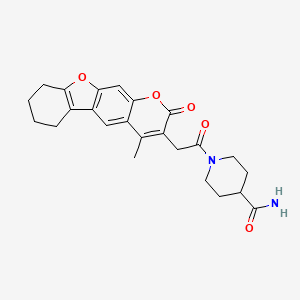 1-[(4-methyl-2-oxo-6,7,8,9-tetrahydro-2H-[1]benzofuro[3,2-g]chromen-3-yl)acetyl]piperidine-4-carboxamide