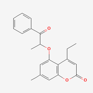 4-ethyl-7-methyl-5-[(1-oxo-1-phenylpropan-2-yl)oxy]-2H-chromen-2-one