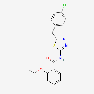 molecular formula C18H16ClN3O2S B11169617 N-{5-[(4-Chlorophenyl)methyl]-1,3,4-thiadiazol-2-YL}-2-ethoxybenzamide 