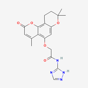 molecular formula C19H20N4O5 B11169623 N-(1H-1,2,4-triazol-3-yl)-2-[(4,8,8-trimethyl-2-oxo-9,10-dihydro-2H,8H-pyrano[2,3-f]chromen-5-yl)oxy]acetamide 