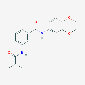 molecular formula C19H20N2O4 B11169645 N-(2,3-dihydro-1,4-benzodioxin-6-yl)-3-[(2-methylpropanoyl)amino]benzamide 