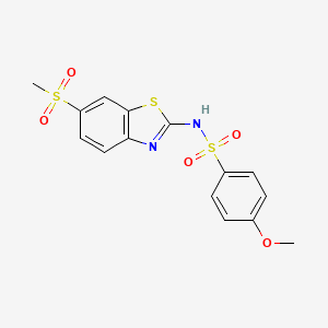 molecular formula C15H14N2O5S3 B11169649 [(4-Methoxyphenyl)sulfonyl][6-(methylsulfonyl)benzothiazol-2-yl]amine 