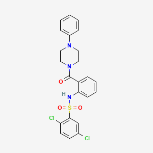 molecular formula C23H21Cl2N3O3S B11169653 2,5-dichloro-N-{2-[(4-phenylpiperazin-1-yl)carbonyl]phenyl}benzenesulfonamide 