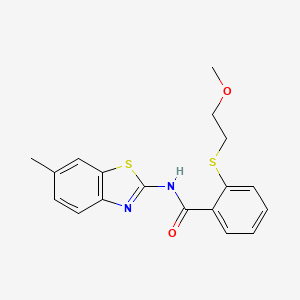 2-[(2-methoxyethyl)sulfanyl]-N-(6-methyl-1,3-benzothiazol-2-yl)benzamide