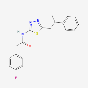 2-(4-fluorophenyl)-N-[5-(2-phenylpropyl)-1,3,4-thiadiazol-2-yl]acetamide