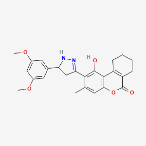 2-[5-(3,5-dimethoxyphenyl)-4,5-dihydro-1H-pyrazol-3-yl]-1-hydroxy-3-methyl-7,8,9,10-tetrahydro-6H-benzo[c]chromen-6-one