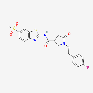 1-[2-(4-fluorophenyl)ethyl]-N-[6-(methylsulfonyl)-1,3-benzothiazol-2-yl]-5-oxopyrrolidine-3-carboxamide