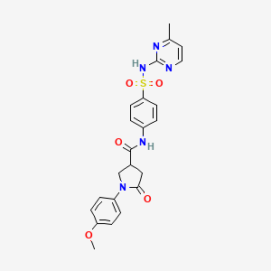 molecular formula C23H23N5O5S B11169823 1-(4-methoxyphenyl)-N-{4-[(4-methylpyrimidin-2-yl)sulfamoyl]phenyl}-5-oxopyrrolidine-3-carboxamide 