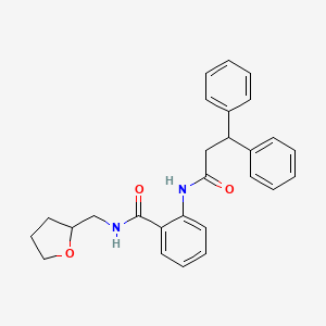 molecular formula C27H28N2O3 B11169854 2-[(3,3-diphenylpropanoyl)amino]-N-(tetrahydrofuran-2-ylmethyl)benzamide 