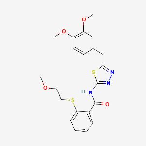 N-[5-(3,4-dimethoxybenzyl)-1,3,4-thiadiazol-2-yl]-2-[(2-methoxyethyl)sulfanyl]benzamide