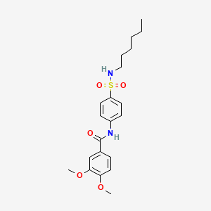 molecular formula C21H28N2O5S B11169868 N-[4-(hexylsulfamoyl)phenyl]-3,4-dimethoxybenzamide 