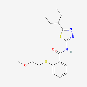 2-[(2-methoxyethyl)sulfanyl]-N-[5-(pentan-3-yl)-1,3,4-thiadiazol-2-yl]benzamide