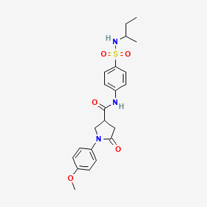 molecular formula C22H27N3O5S B11169887 N-[4-(butan-2-ylsulfamoyl)phenyl]-1-(4-methoxyphenyl)-5-oxopyrrolidine-3-carboxamide 