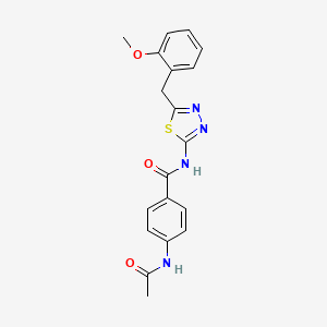 molecular formula C19H18N4O3S B11169942 4-(acetylamino)-N-[5-(2-methoxybenzyl)-1,3,4-thiadiazol-2-yl]benzamide 