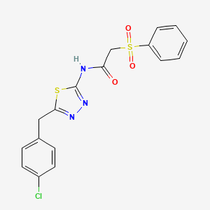 molecular formula C17H14ClN3O3S2 B11170006 N-[5-(4-chlorobenzyl)-1,3,4-thiadiazol-2-yl]-2-(phenylsulfonyl)acetamide 