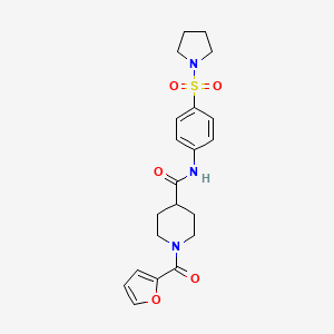 molecular formula C21H25N3O5S B11170092 1-(furan-2-carbonyl)-N-[4-(pyrrolidine-1-sulfonyl)phenyl]piperidine-4-carboxamide 