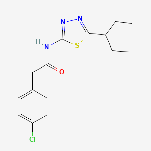 molecular formula C15H18ClN3OS B11170149 2-(4-chlorophenyl)-N-[5-(pentan-3-yl)-1,3,4-thiadiazol-2-yl]acetamide 