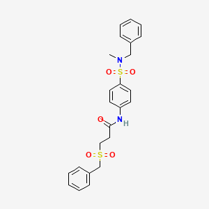 molecular formula C24H26N2O5S2 B11170219 N-{4-[benzyl(methyl)sulfamoyl]phenyl}-3-(benzylsulfonyl)propanamide 