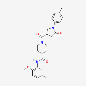 N-(2-methoxy-5-methylphenyl)-1-[1-(4-methylphenyl)-5-oxopyrrolidine-3-carbonyl]piperidine-4-carboxamide