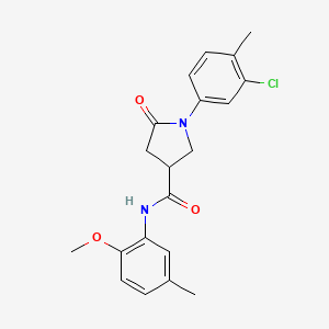 molecular formula C20H21ClN2O3 B11170271 1-(3-chloro-4-methylphenyl)-N-(2-methoxy-5-methylphenyl)-5-oxopyrrolidine-3-carboxamide 