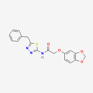 molecular formula C18H15N3O4S B11170309 2-(1,3-benzodioxol-5-yloxy)-N-(5-benzyl-1,3,4-thiadiazol-2-yl)acetamide 