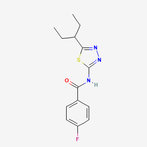 4-fluoro-N-[5-(pentan-3-yl)-1,3,4-thiadiazol-2-yl]benzamide