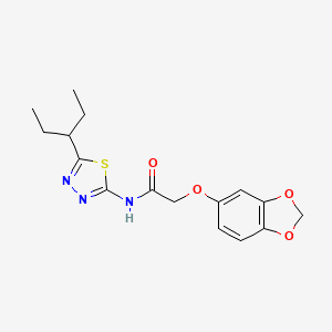 molecular formula C16H19N3O4S B11170481 2-(1,3-benzodioxol-5-yloxy)-N-(5-pentan-3-yl-1,3,4-thiadiazol-2-yl)acetamide 