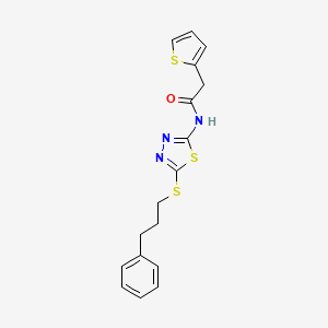 N-{5-[(3-phenylpropyl)sulfanyl]-1,3,4-thiadiazol-2-yl}-2-(thiophen-2-yl)acetamide