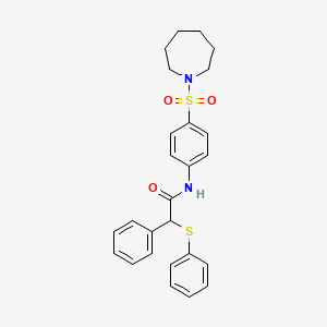 molecular formula C26H28N2O3S2 B11170563 N-[4-(azepan-1-ylsulfonyl)phenyl]-2-phenyl-2-(phenylsulfanyl)acetamide 