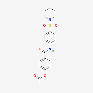 molecular formula C20H22N2O5S B11170617 4-{[4-(Piperidin-1-ylsulfonyl)phenyl]carbamoyl}phenyl acetate 