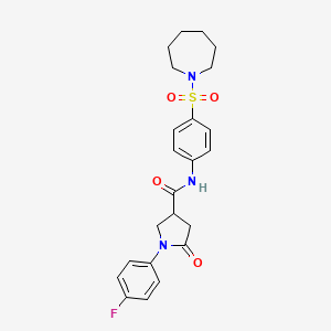 molecular formula C23H26FN3O4S B11170747 N-[4-(azepan-1-ylsulfonyl)phenyl]-1-(4-fluorophenyl)-5-oxopyrrolidine-3-carboxamide 