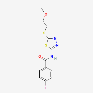 molecular formula C12H12FN3O2S2 B11170808 4-fluoro-N-{5-[(2-methoxyethyl)sulfanyl]-1,3,4-thiadiazol-2-yl}benzamide 