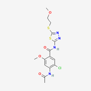 4-(acetylamino)-5-chloro-2-methoxy-N-{5-[(2-methoxyethyl)sulfanyl]-1,3,4-thiadiazol-2-yl}benzamide