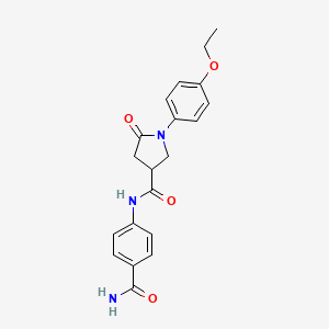 molecular formula C20H21N3O4 B11170855 N-(4-carbamoylphenyl)-1-(4-ethoxyphenyl)-5-oxopyrrolidine-3-carboxamide 