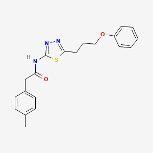 molecular formula C20H21N3O2S B11170899 2-(4-methylphenyl)-N-[5-(3-phenoxypropyl)-1,3,4-thiadiazol-2-yl]acetamide 