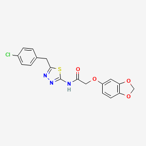 2-(1,3-benzodioxol-5-yloxy)-N-[5-(4-chlorobenzyl)-1,3,4-thiadiazol-2-yl]acetamide