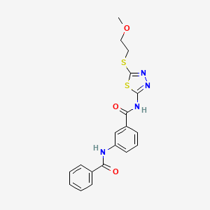 molecular formula C19H18N4O3S2 B11170965 N-{5-[(2-methoxyethyl)sulfanyl]-1,3,4-thiadiazol-2-yl}-3-[(phenylcarbonyl)amino]benzamide 